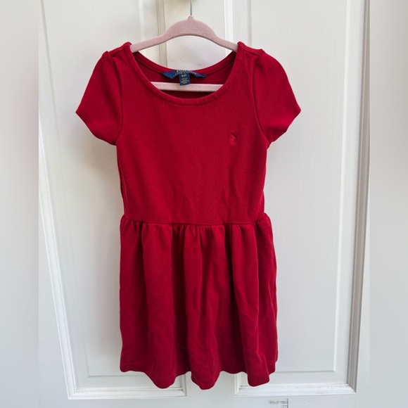 Polo by Ralph Lauren 3T Girls Red Fit and Flare Scoop Neck Short Sleeve Dress - Picture 1 of 5